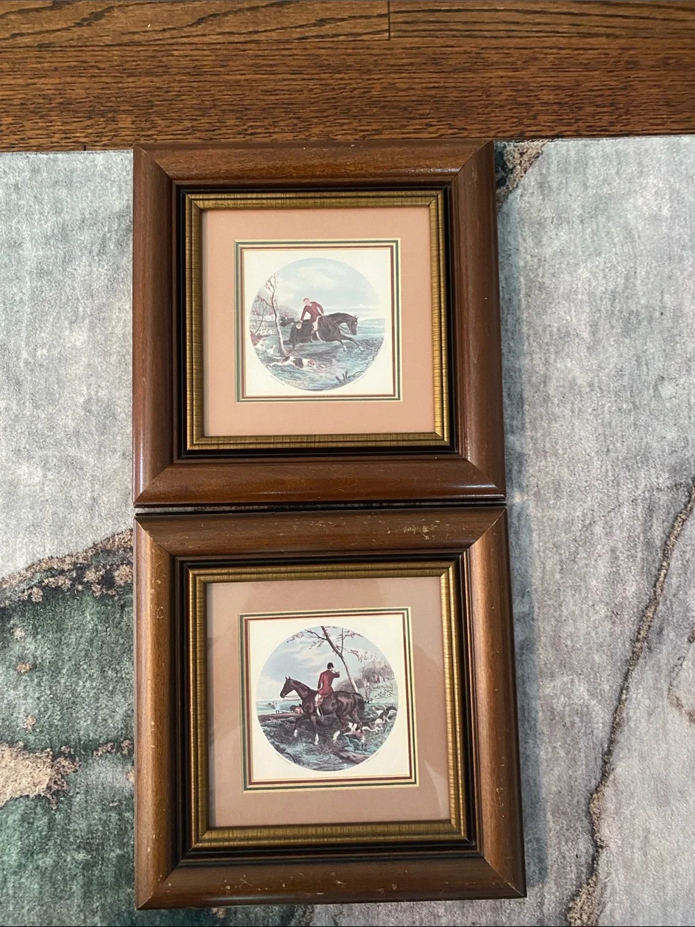 Vintage W.J. Shayer E.G. Hester English Fox Hunting Framed Prints  Set of 2 RARE